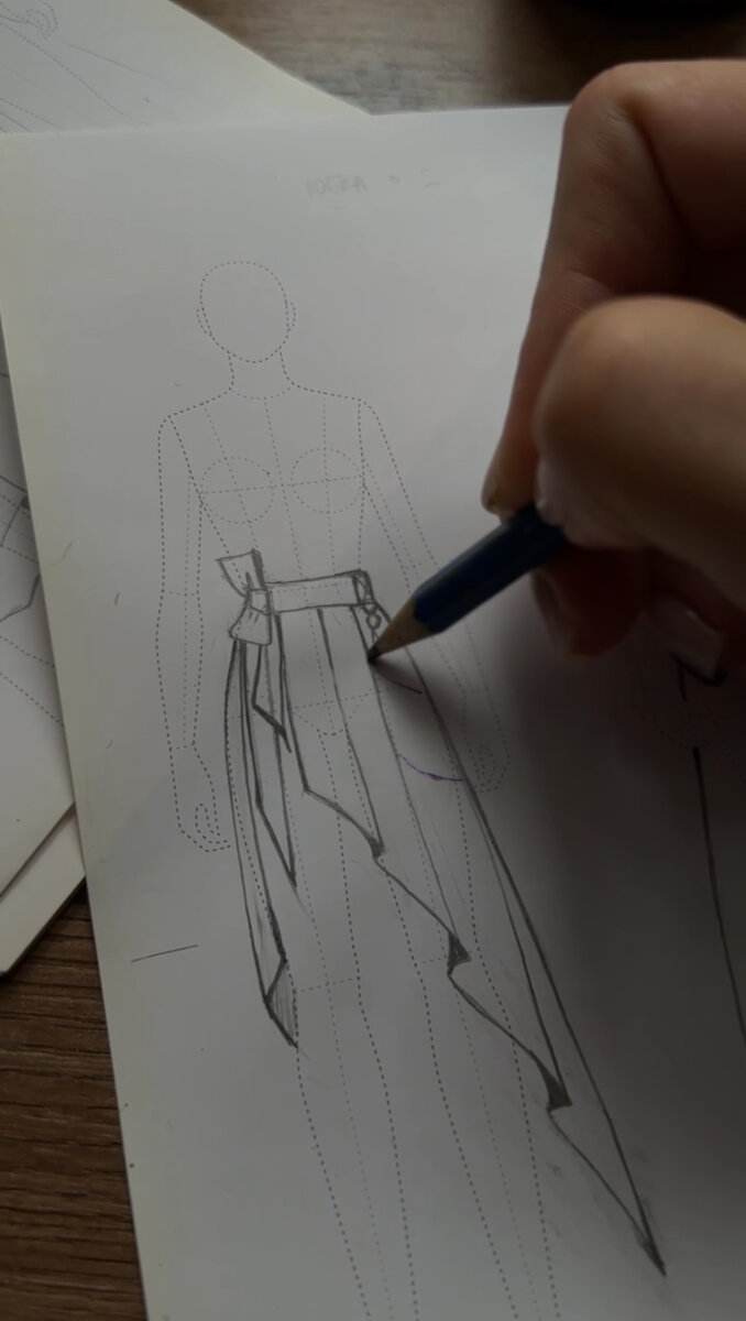 Эскиз юбки-пояса OMOU