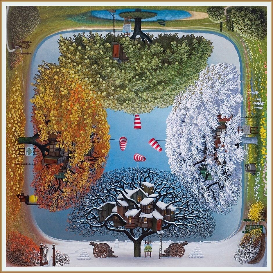 Картина художника  Яцека Йерки / Jacek Yerka под названием "Календарь с яблоней " 2012 год