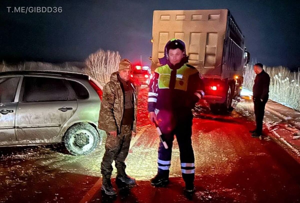 Полицейские помогли вытащить легковушку, которая улетела в кювет на трассе  под Воронежем | «Воронежские новости» | Дзен