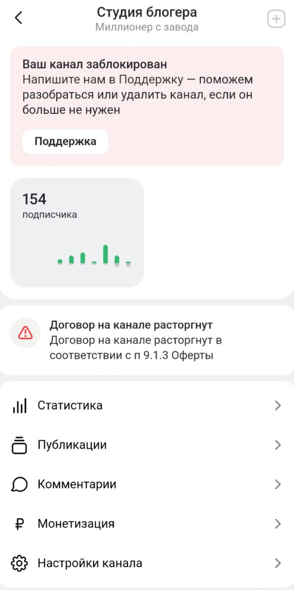 Вот так выглядит бан канала