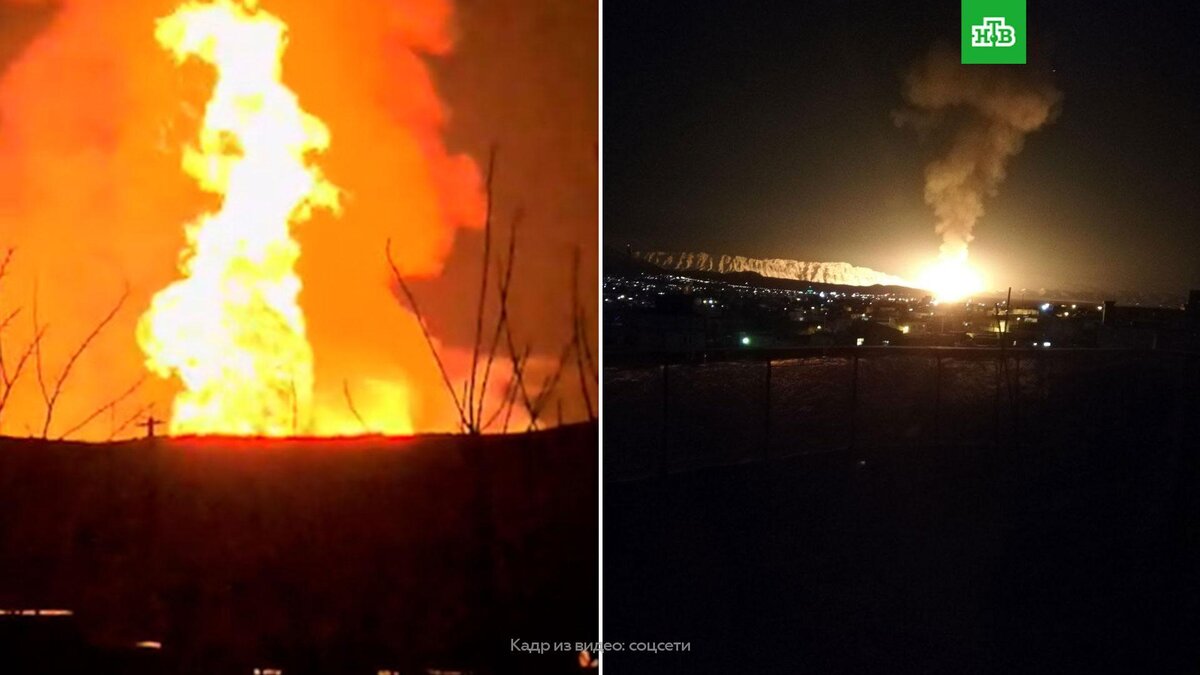    Взрыв и пожар на газопроводе в Иране сняли на видео