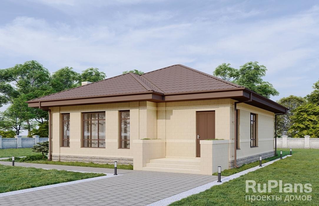 Характеристики проекта Общая площадь  108,9 кв.м
Жилая площадь  58,6 кв.м
Размеры дома  15,3 x 13,4 м
Высота здания  6,5 м
Количество комнат  3
Количество спален  2
Отделка  камень "песчаник"
Материал стен  пеноблок / газобетон
Фундамент  монолитная плита
Перекрытия  балки