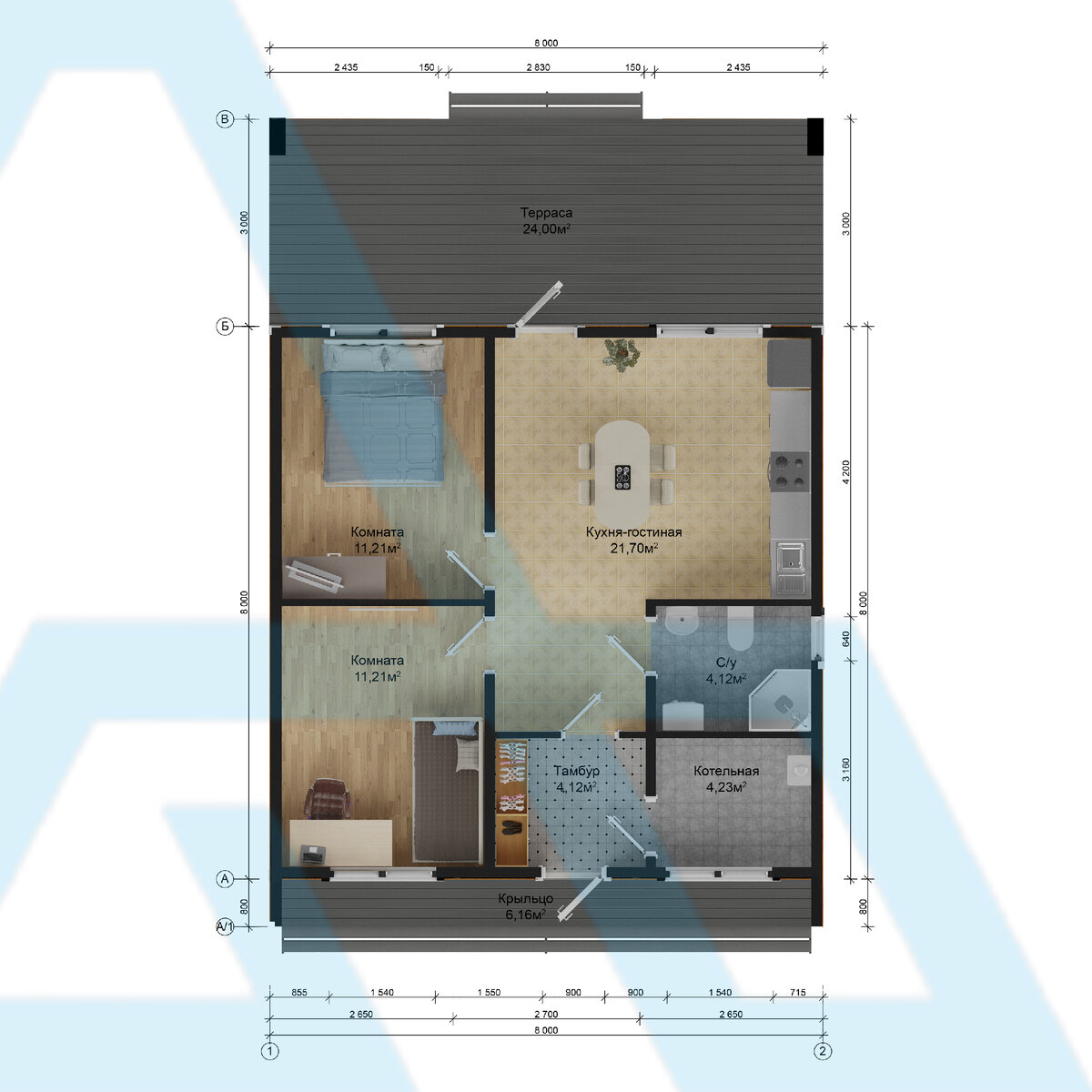 Дом Идеал 80 от компании Домоведовъ