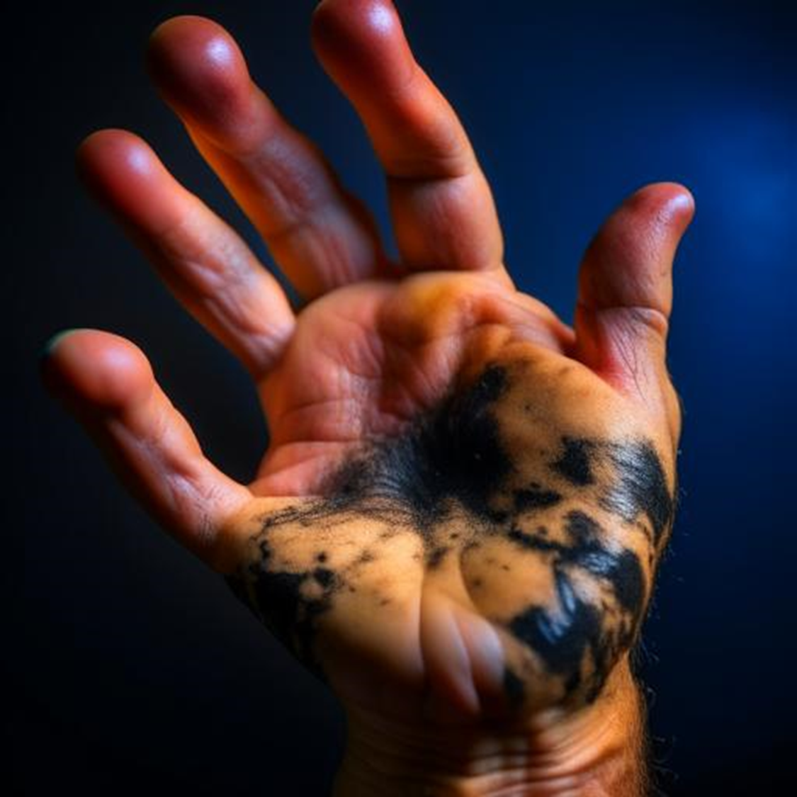 Кисть руки человека-деграданта. Рисунок сгенерирован ИИ