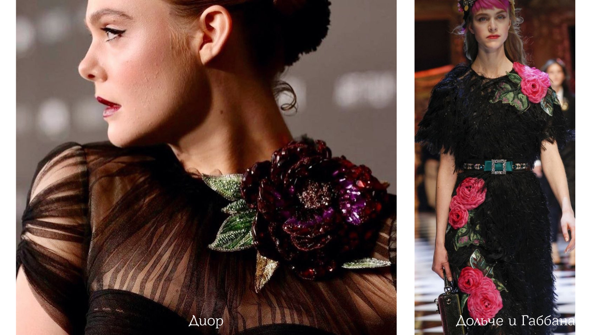 Цветы с вышивкой от Диор и Дольче Габбана