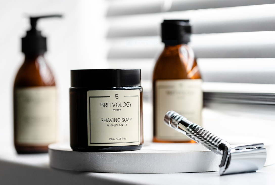 Крем-мыло для бритья BRITVOLOGY и классический станок MUEHLE R89