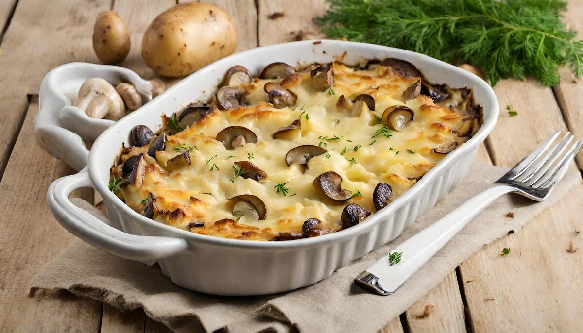 Картофельный гратен с грибами
