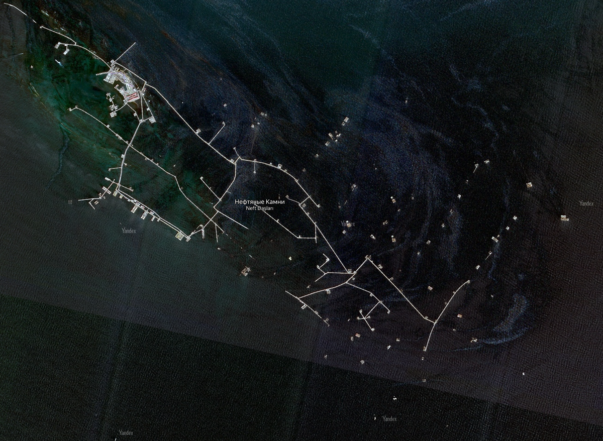 Поселок Нефтяные Камни, скриншот Яндекс Карт 