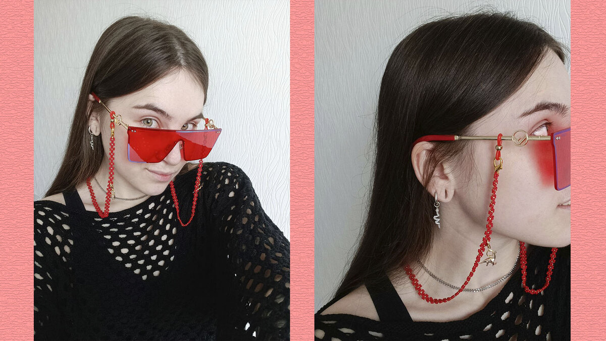 Вот такая цепочка для очков у меня получилась💖