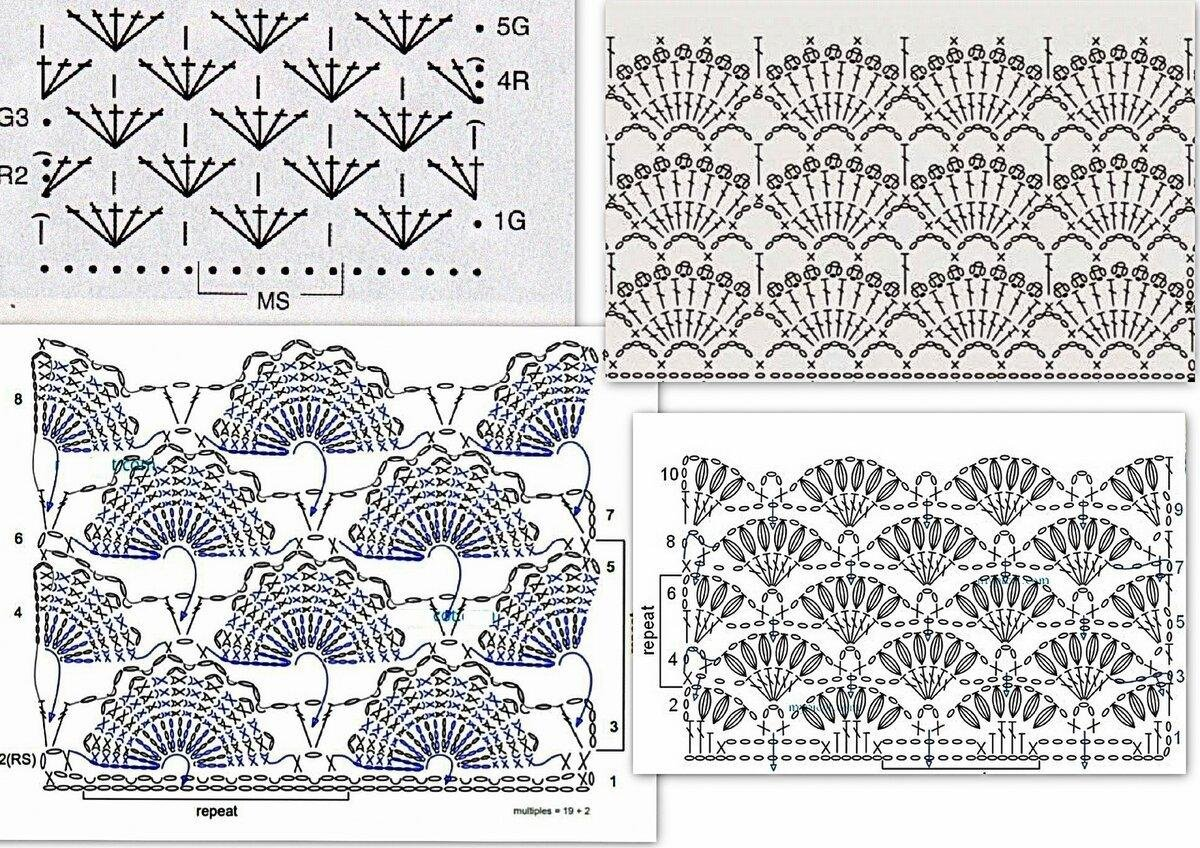 Ракушки вязаные крючком схема