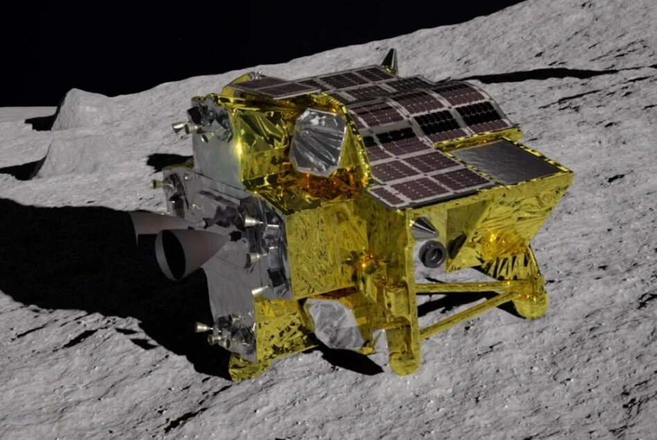 Рендер модуля SLIM на поверхности Луны. Источник: JAXA  📷
