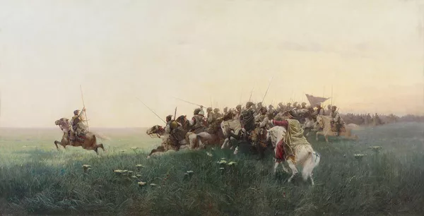 Картина Ф. А. Рубо "Атака запорожцев в степи", 1881 г. © Общественное достояние