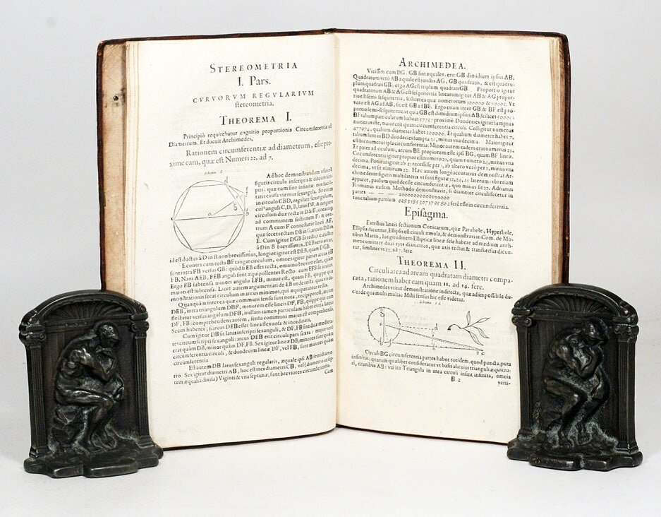 Разворот книги Кеплера. Фото взято из Манхэттенской бибиблиотеки https://www.manhattanrarebooks.com/pages/books/2134/johannes-kepler/nova-stereometria-doliorum-vinariorum/?soldItem=true