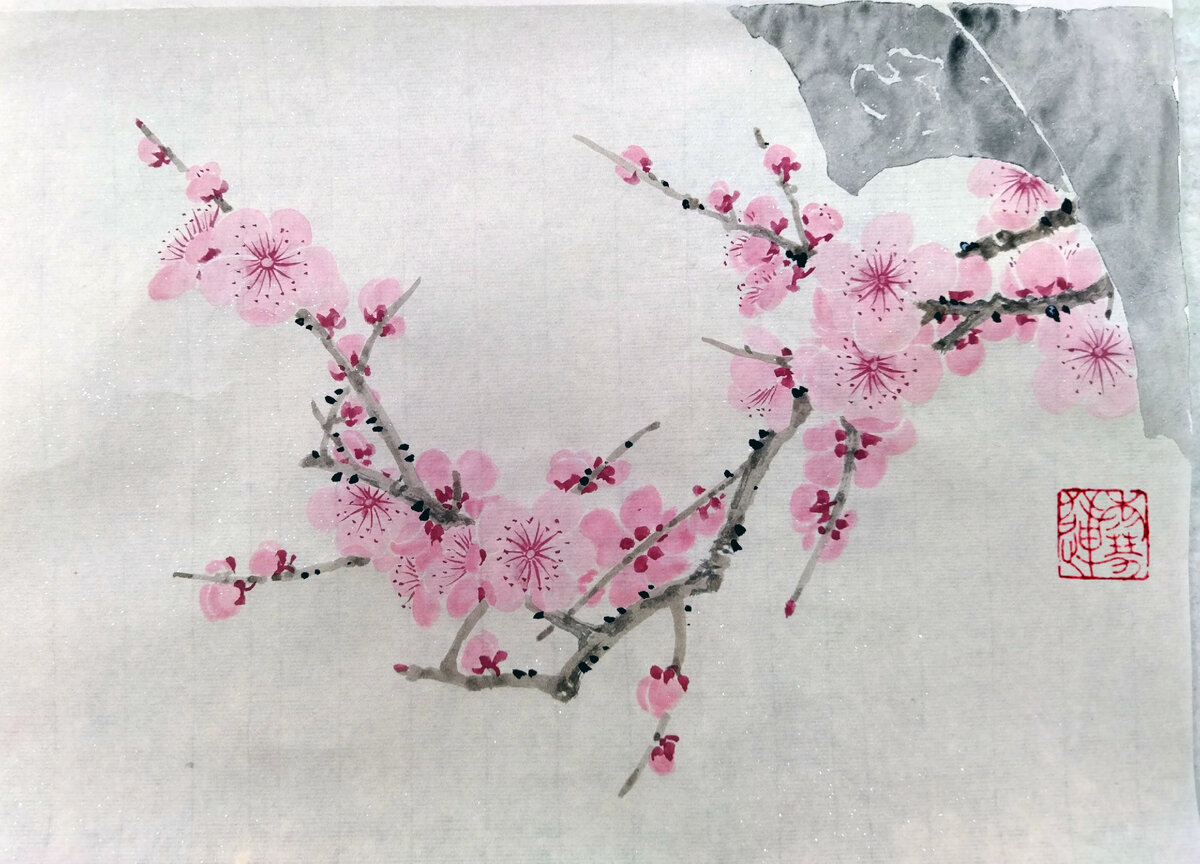 Автор Наумова Ю.В. (雪莲), рис.бумага, тушь, минеральные краски, стиль могуфа