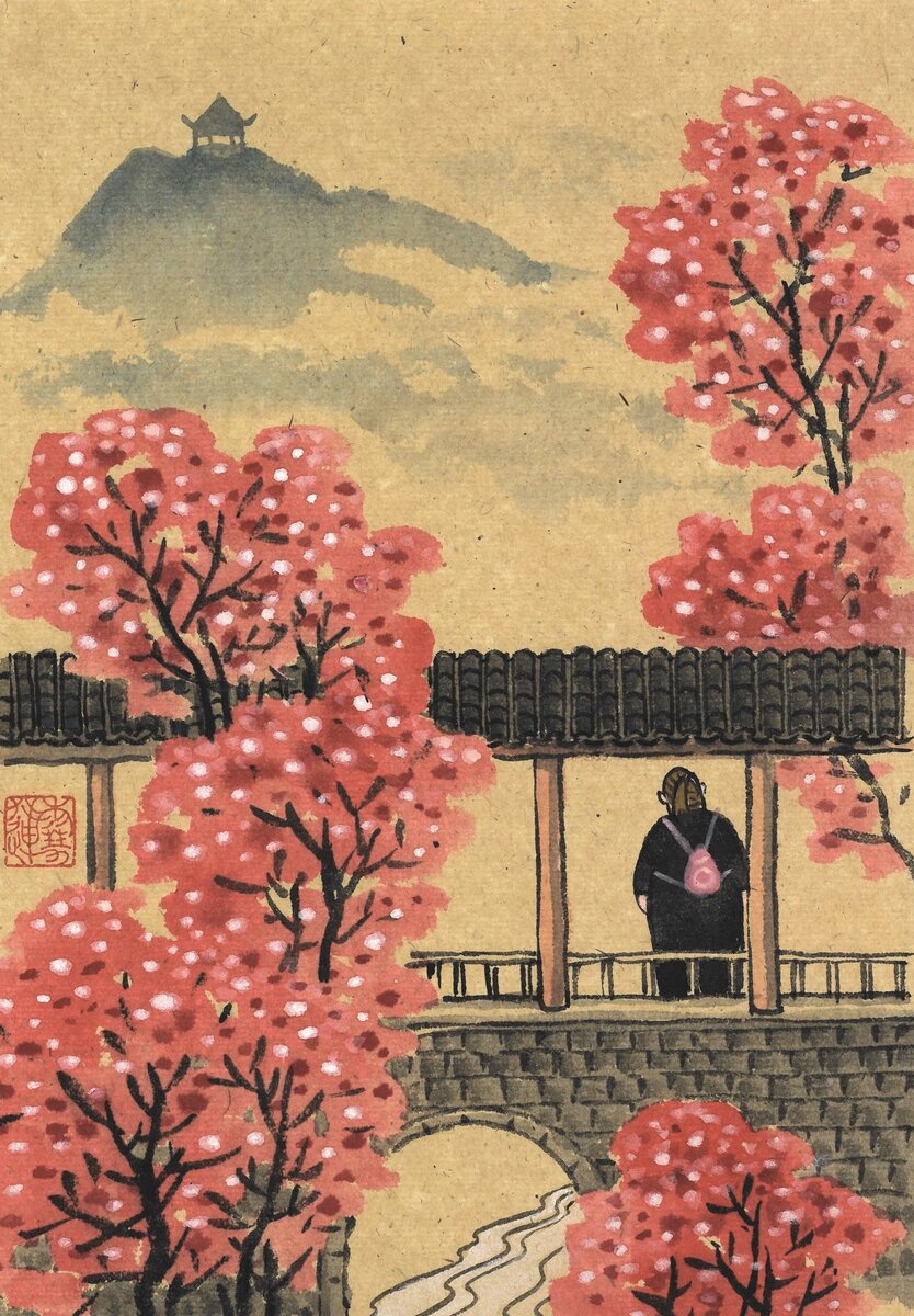 Автор Наумова Ю.В. (雪莲), рис.бумага, тушь, минеральные краски