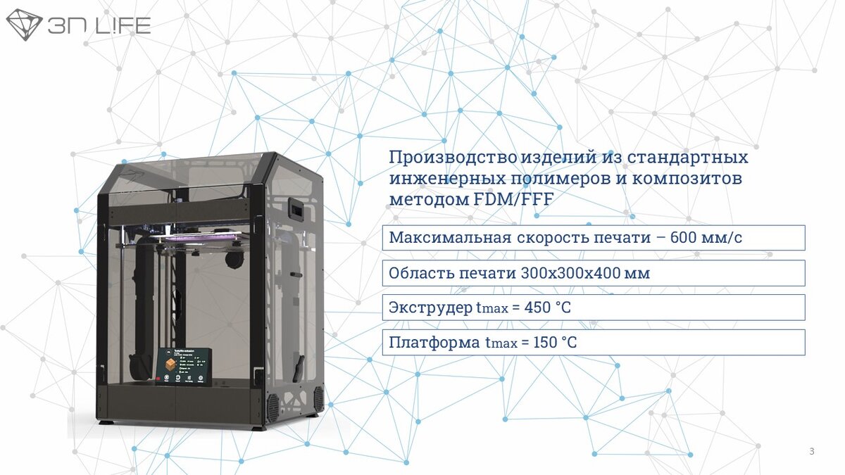 Высокоскоростной 3Д принтер 3DLIFE START российского производства