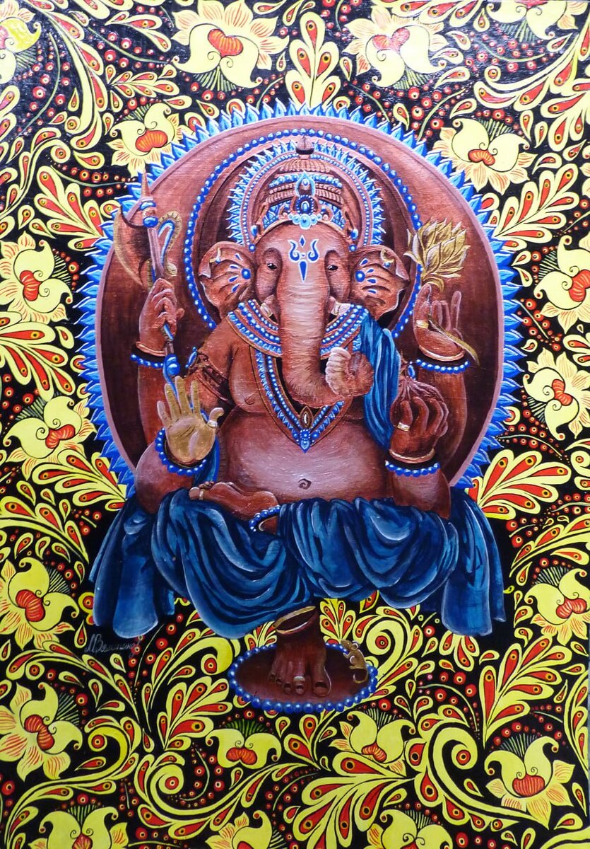 «Ганеша», 2020 год, грунтованный картон / акрил
