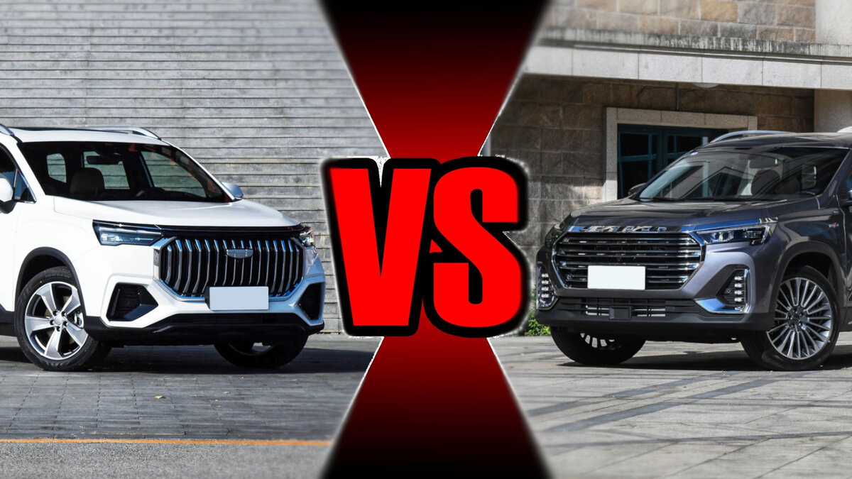 На фото: Кроссоверы Geely Okavango и Jetour X90 Plus