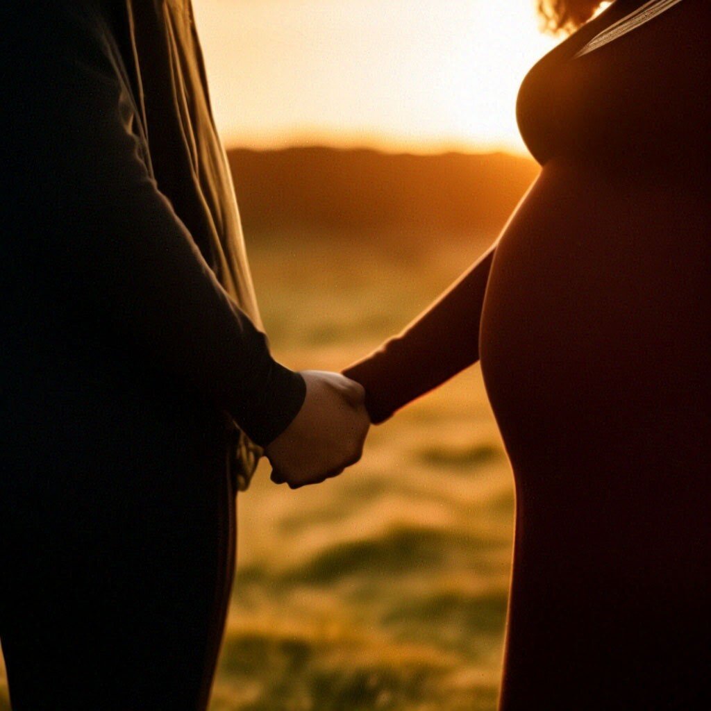 Партнерские роды в поле на закате 😁