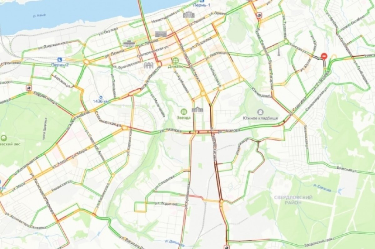    Пробки в Перми 22 февраля.