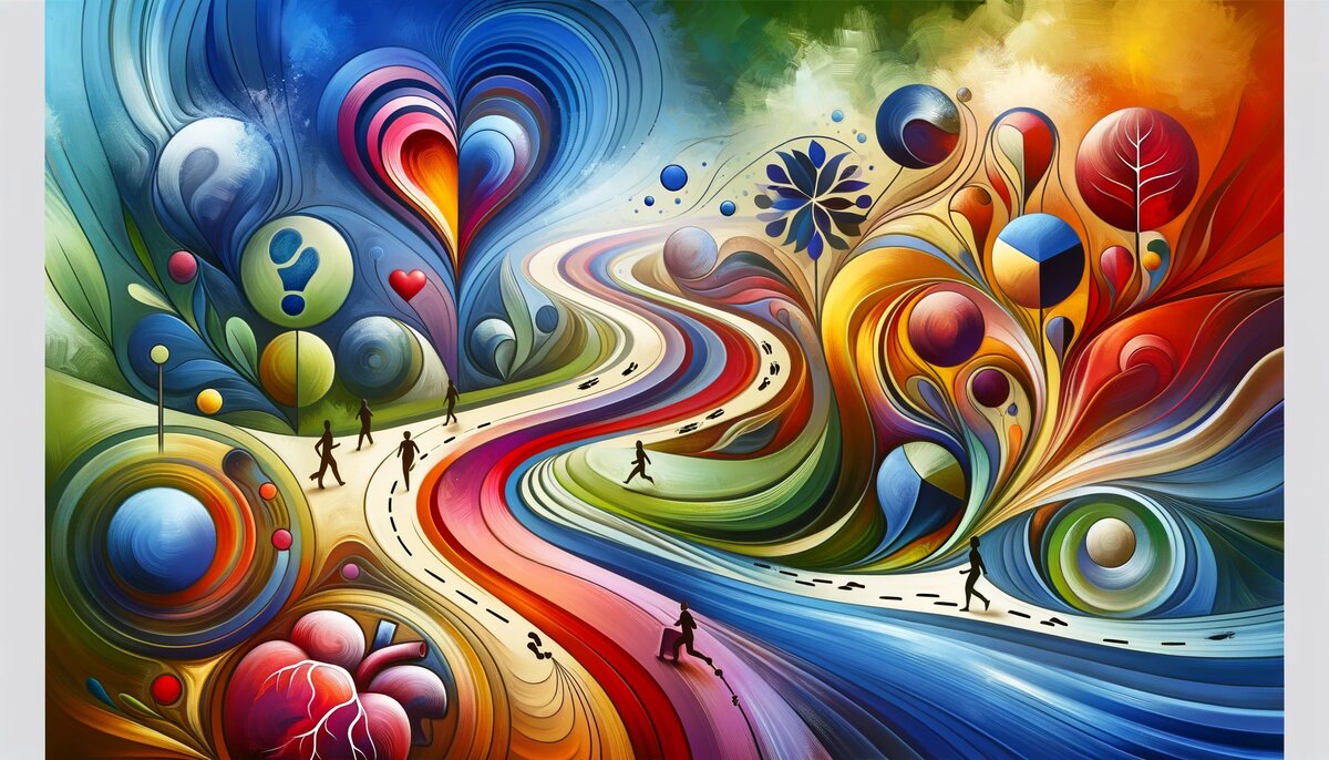 Абстрактная фантазия DALEE о пользе прогулок для здоровья