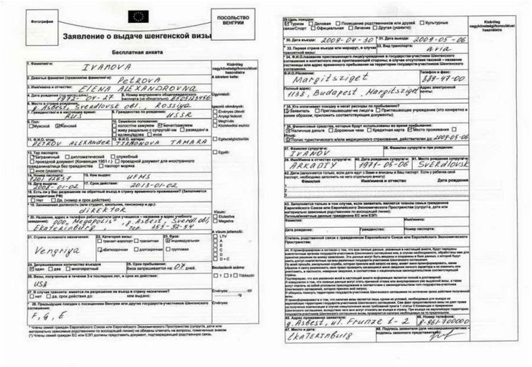 Вот так выглядит анкета на шенгенскую визу 