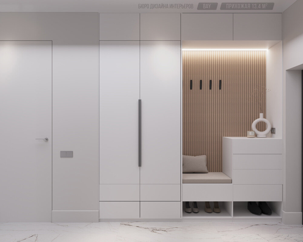 На полу белый керамогранит, плитка 120x60 см, испанская фабрика Grespania, коллекция Volterra