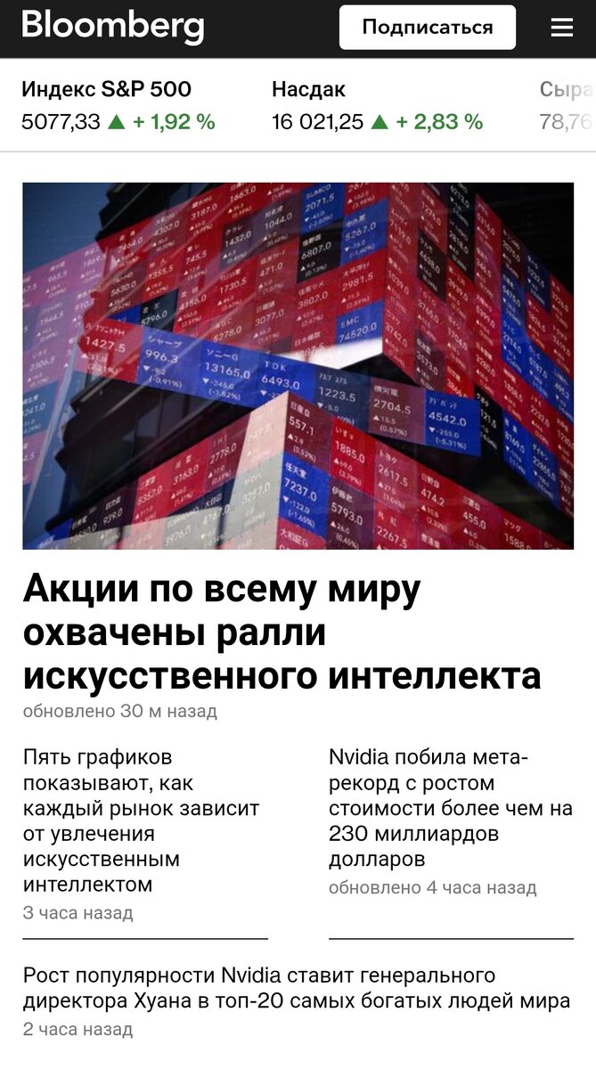 Вся первая полоса Bloomberg сегодня об этом. 