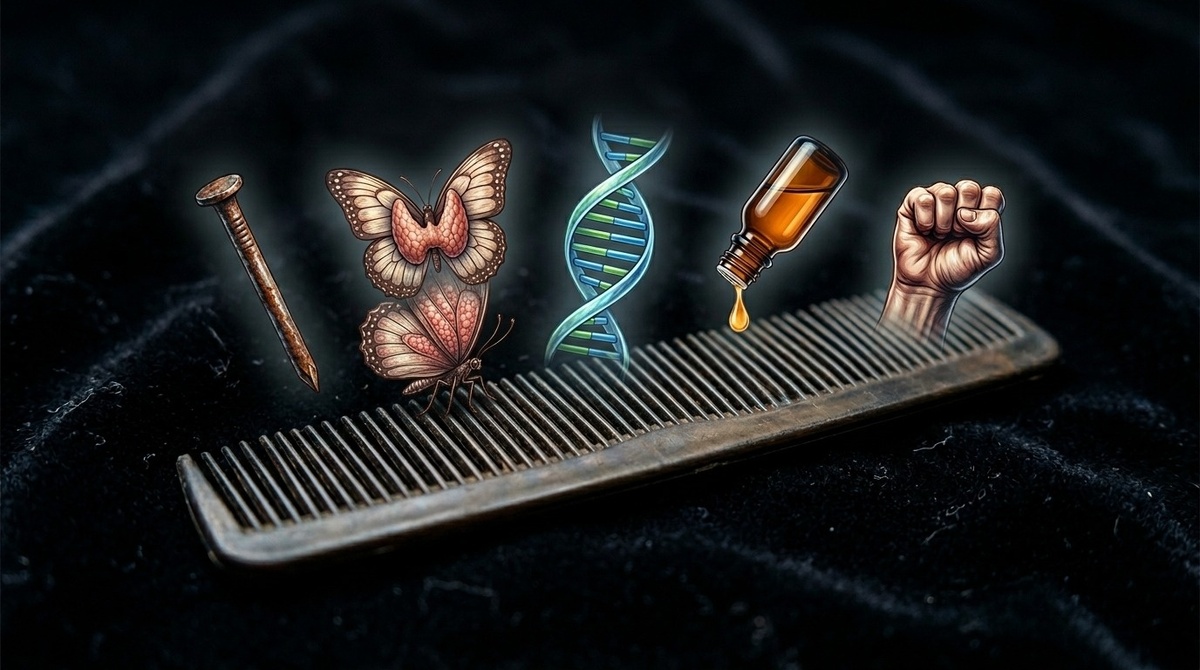  волосы выпадают не из-за плохого шампуня. Они выпадают потому, что тело переключает ресурсы с «роскоши» на «выживание»