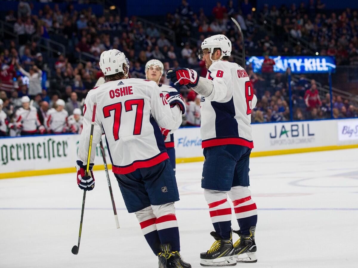    Хоккеист "Вашингтон Кэпиталз" Александр Овечкин (справа)© Фото : twitter.com/capitalspr