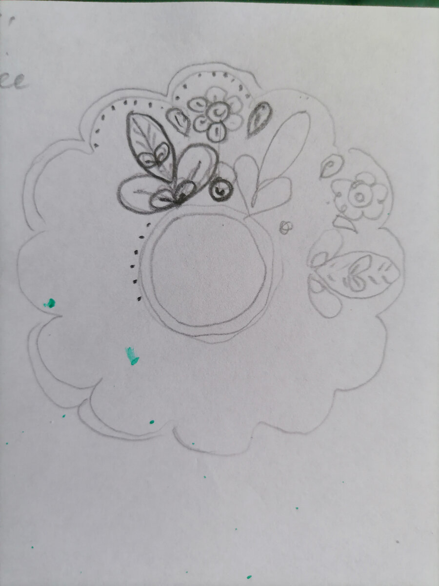 Эскиз, рождественского веночка который еще в процессе изготовления😊. 