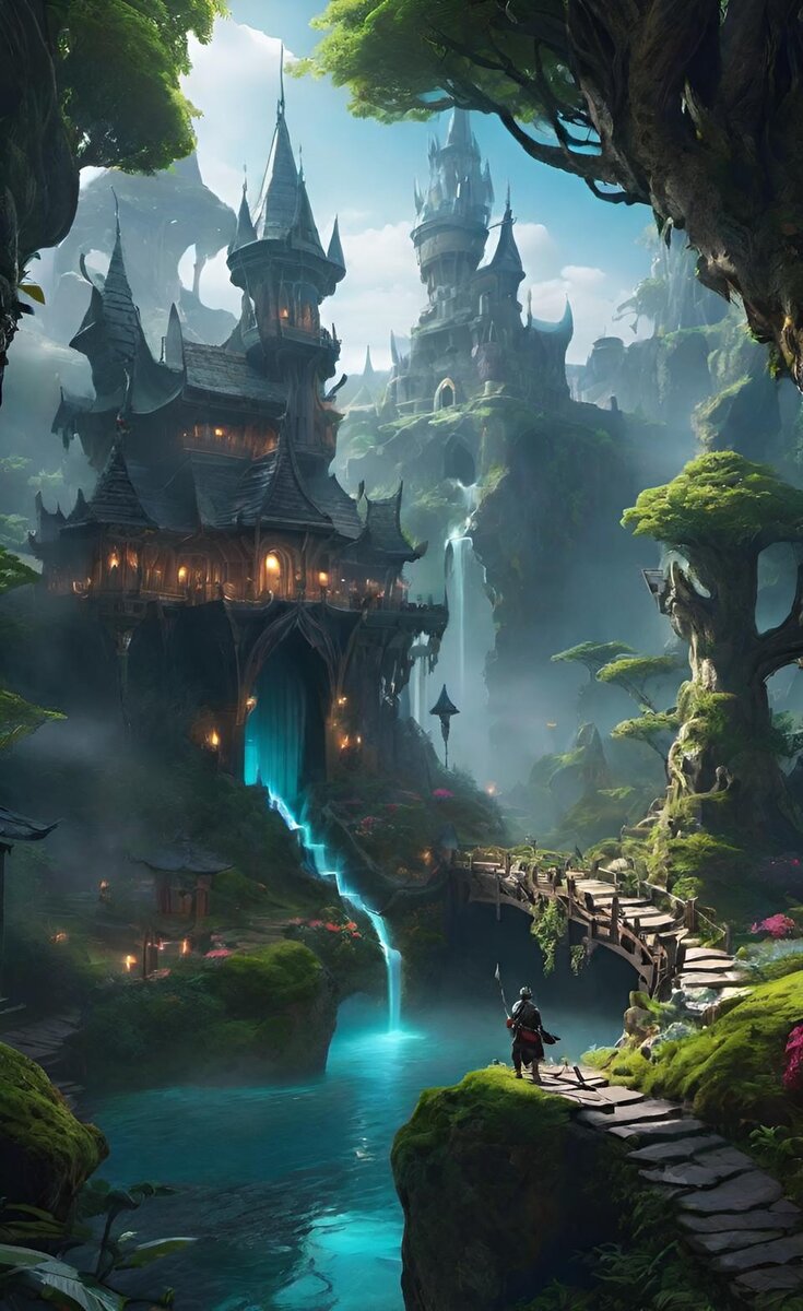 Один из районов Нового Ахерона - гигантского межрасового мегаполиса, расположенного в межпространственном кармане (нейросеть Dream by WOMBO)