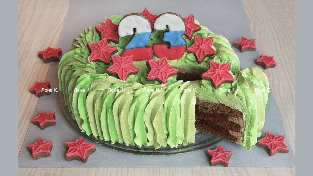 торт на 23 февраля, приготовление и фото Лены К.