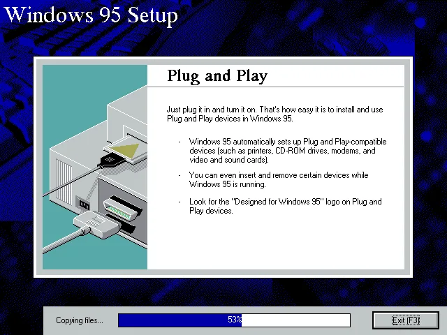 Виндовс 95. Технология Plug and Play. Windows 95 установщик. Windows 95 Setup.