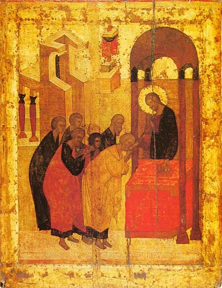 Причащение апостолов. Левая часть диптиха. 15в.