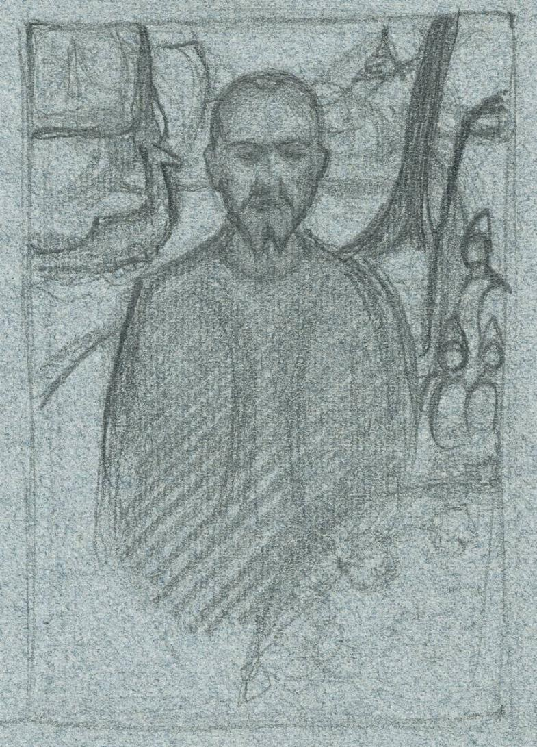 Н.К.Рерих. Набросок автопортрета 1913-1916, Бумага, карандаш
