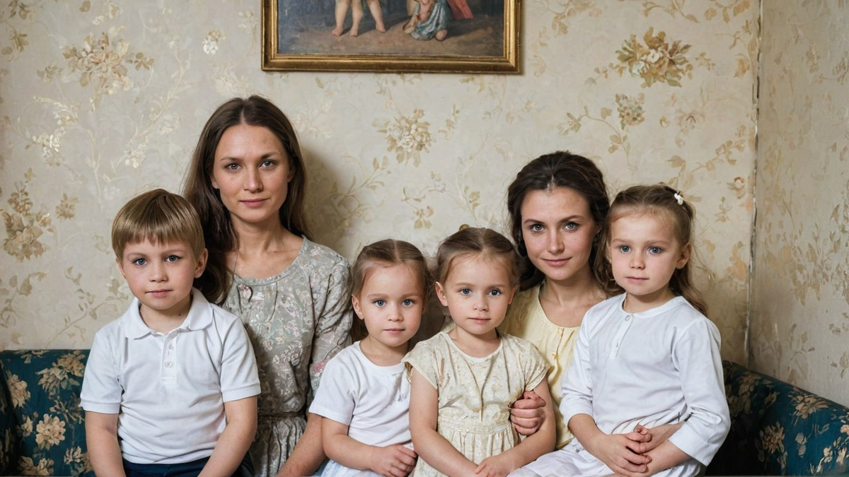 Слева направо: Иван, Мила, Вика, Настя, Ксения (сестра Милы), Анжела