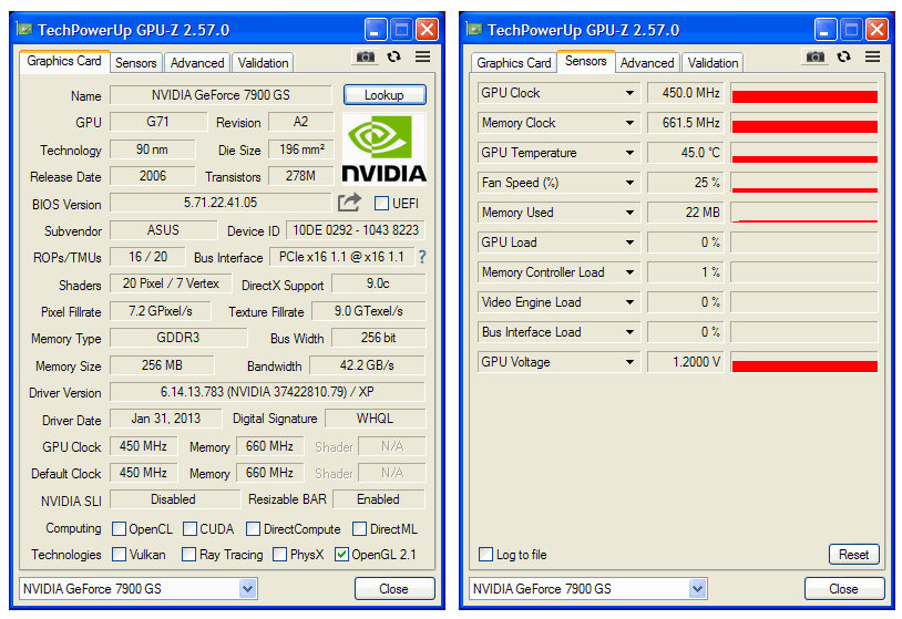 Скриншоты из программы GPU-Z.
