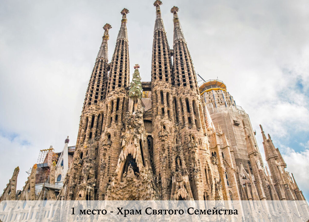 1. Храм Святого Семейства, Барселона, Испания. Первый камень этой массивной церкви был заложен в 1882 году и строительство продолжается до сих пор. Строительство храма Святого Семейства планируется завершить в 2026 году, а все её декоративные элементы должны быть окончательно установлены к 2032 году, через целых сто пятьдесят лет после закладки фундамента, при чём все расходы на строительство будут финансироваться за счёт пожертвований и продажи билетов. 