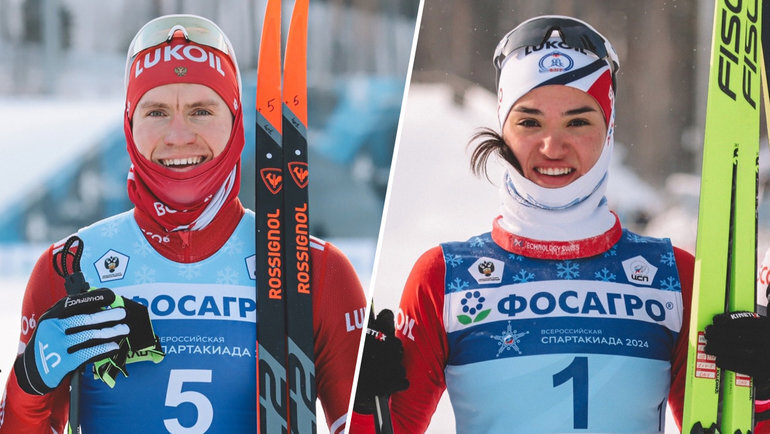    Александр Большунов и Вероника Степанова.Федерация лыжных гонок России