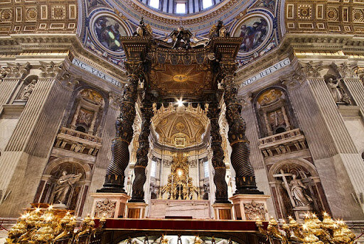 Джованни Лоренцо Бернини, Бронзовый балдахин над могилой святого Петра в соборе Святого Петра, Рим