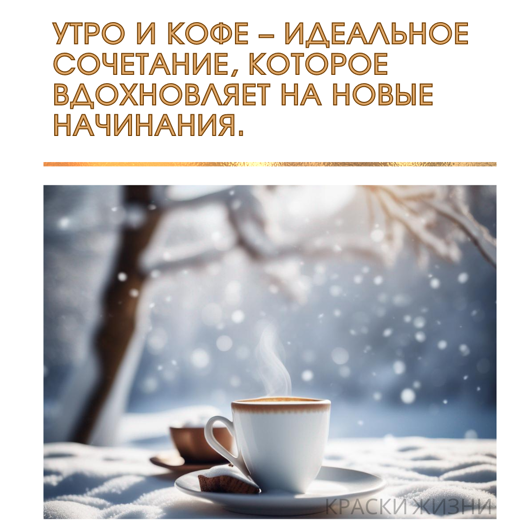 Открытка "Утро и кофе - идеальное сочетание, которое вдохновляет на новые начинания."