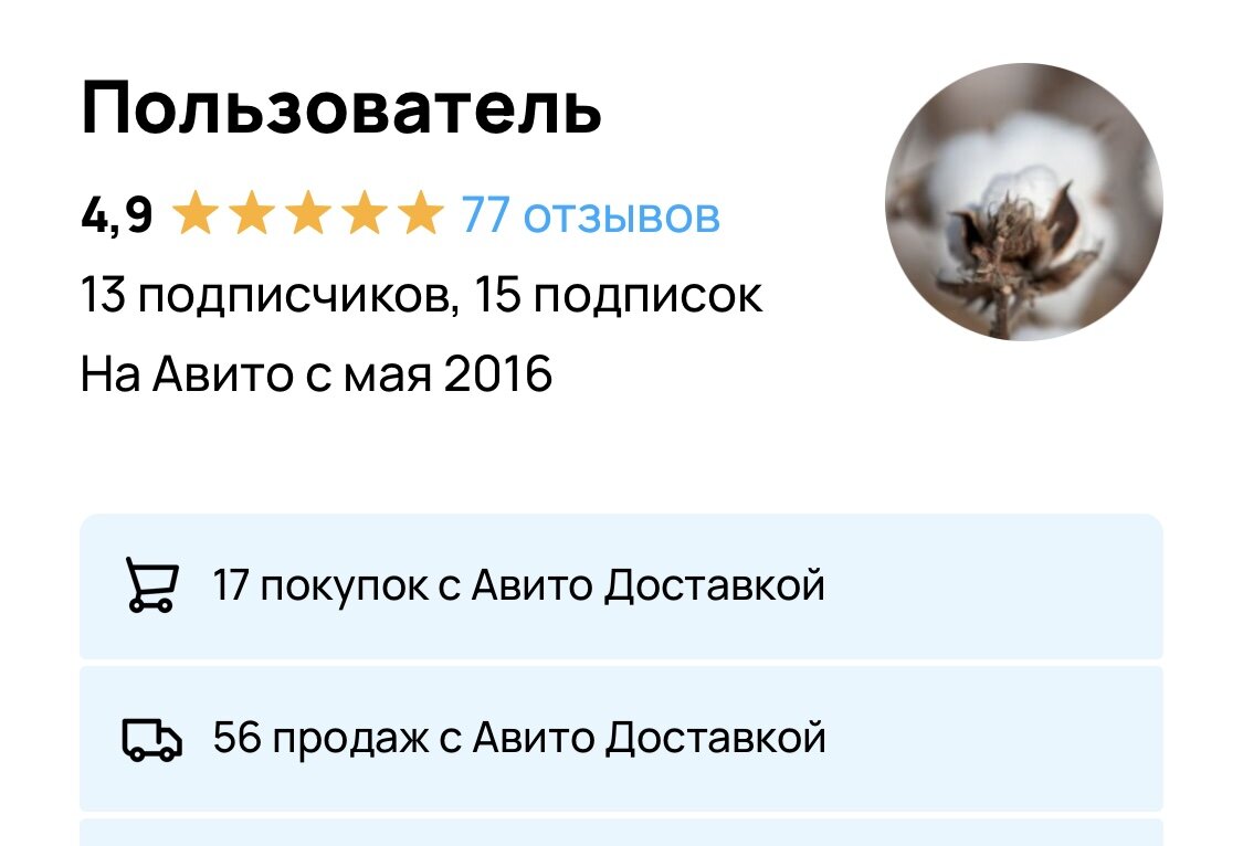 Фото автора. Кусочек моего профиля на Авито. Февраль 2023 г. 