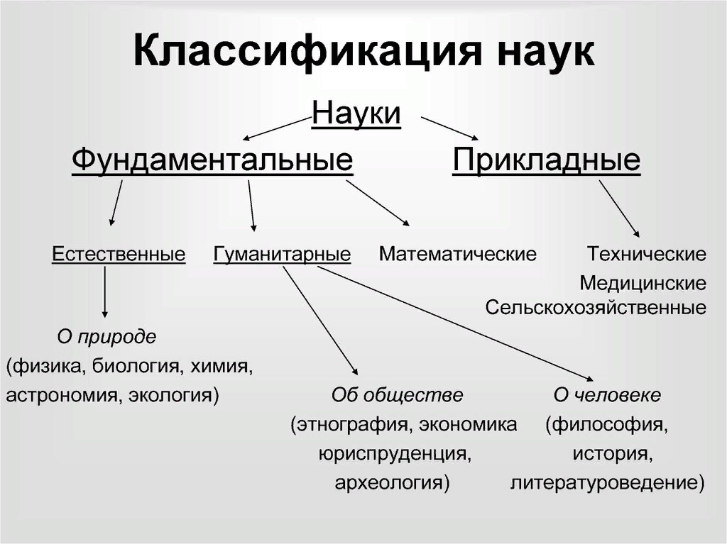 Понятии науки и классификация наук