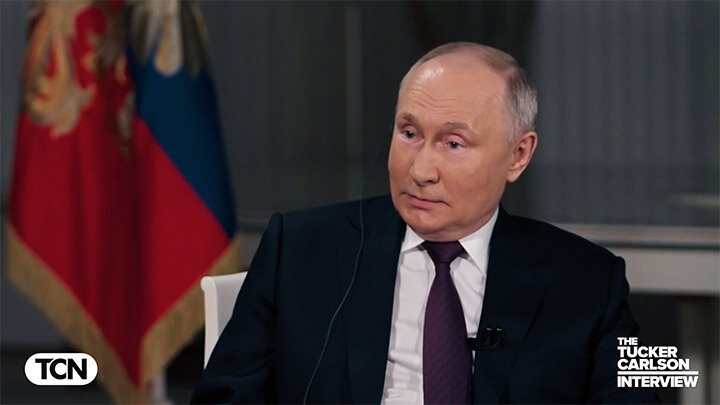 В ИНТЕРВЬЮ КАРЛСОНУ ПРЕЗИДЕНТ РОССИИ РАССКАЗАЛ, КАК БЫЛ УБИТ В БЕРЛИНЕ ПОЛЕВОЙ КОМАНДИР ЗЕЛИМХАН ХАНГОШВИЛИ. СКРИНШОТ КАДРА ВИДЕО TCN