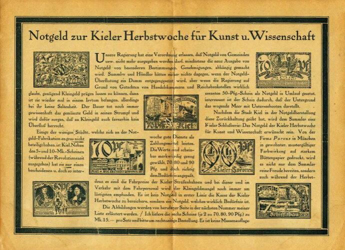 Иллюстрированный прейскурант Виктора Энгельмана о чрезвычайных деньгах № 4 от сентября 1921 года