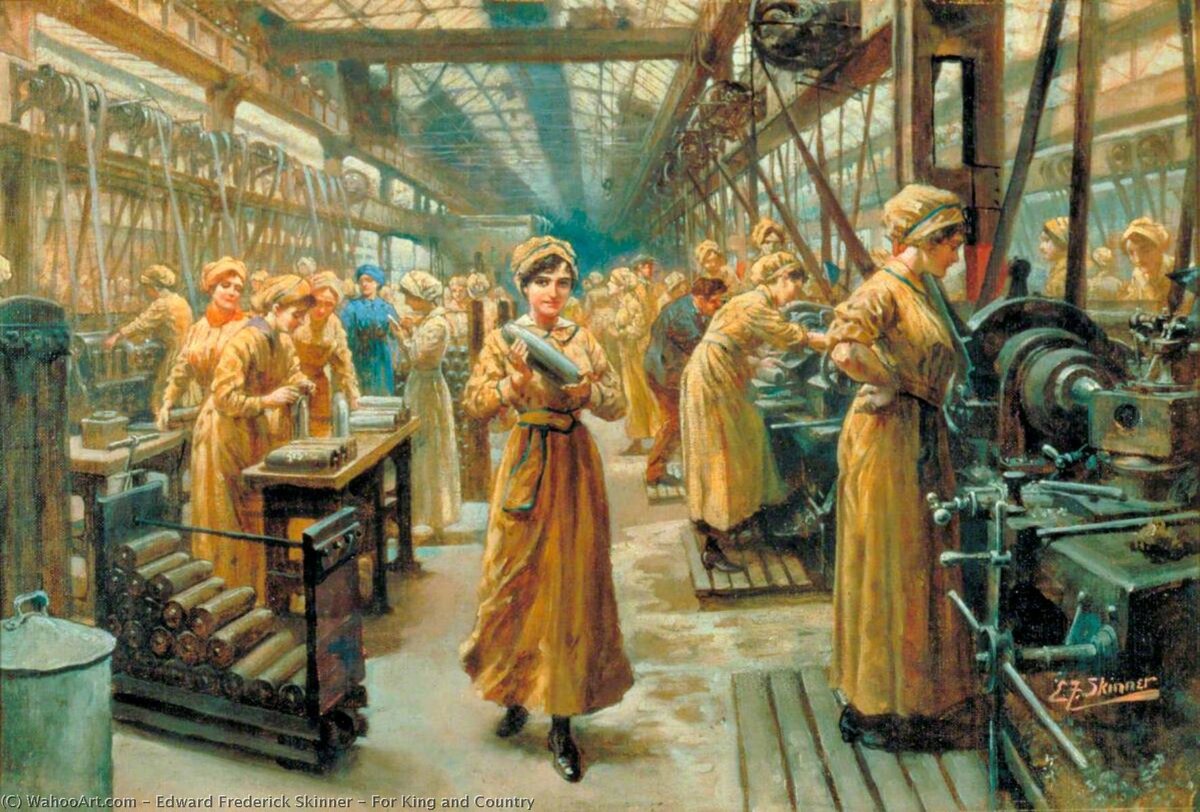Производство боеприпасов женщинами во время Первой Мировой войны.