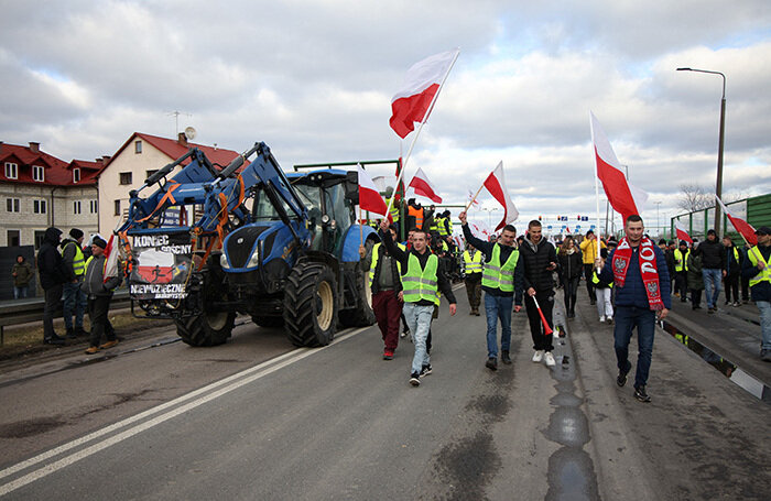    Митинг польских фермеров на границе с Украиной в Дорохуске.Jakub Orzechowski/Agencja Wyborcza.pl/Reuters
