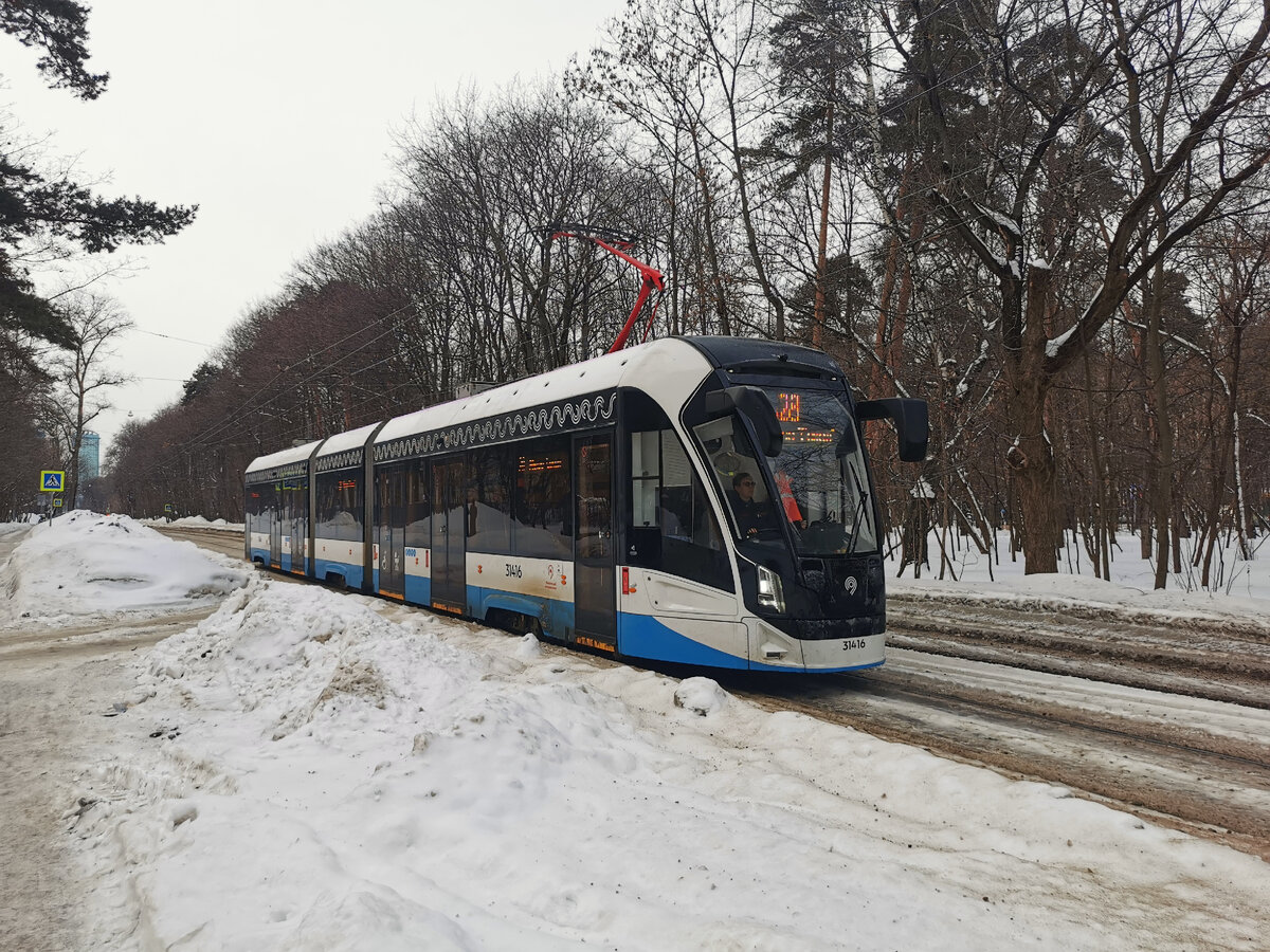 Трамвай 31416 71-931М "Витязь-М" на маршруте № 28. Авиационная улица