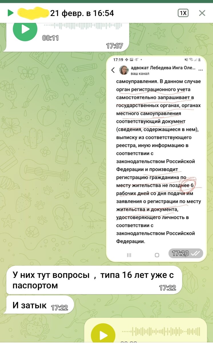 Скрин переписки